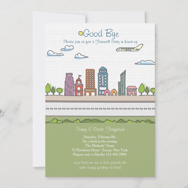 Staden fodrar avskedpartyinbjudan inbjudningar (Framsida)