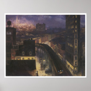 Staden från den Greenwich byn, John Sloan Poster
