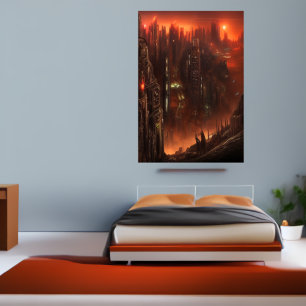 Staden grind i helvetet AI Art Poster