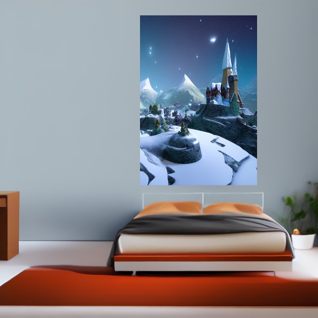 Staden i berget | AI Art Poster (Skapare uppladdad)