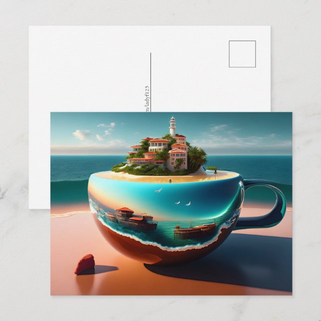 Staden i kopp, Postcross Vykort (Fram/baksida)