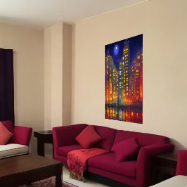 Staden i natt | AI Art Poster
