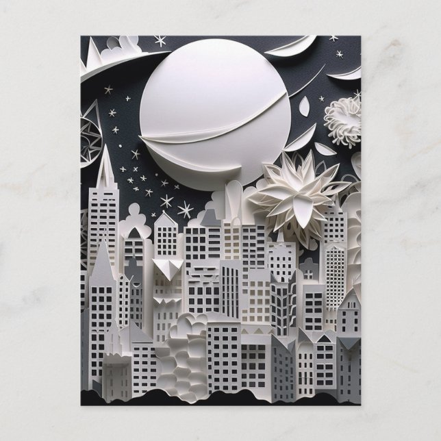 Staden i Nattlandskapets bakgrund Vykort (Framsida)