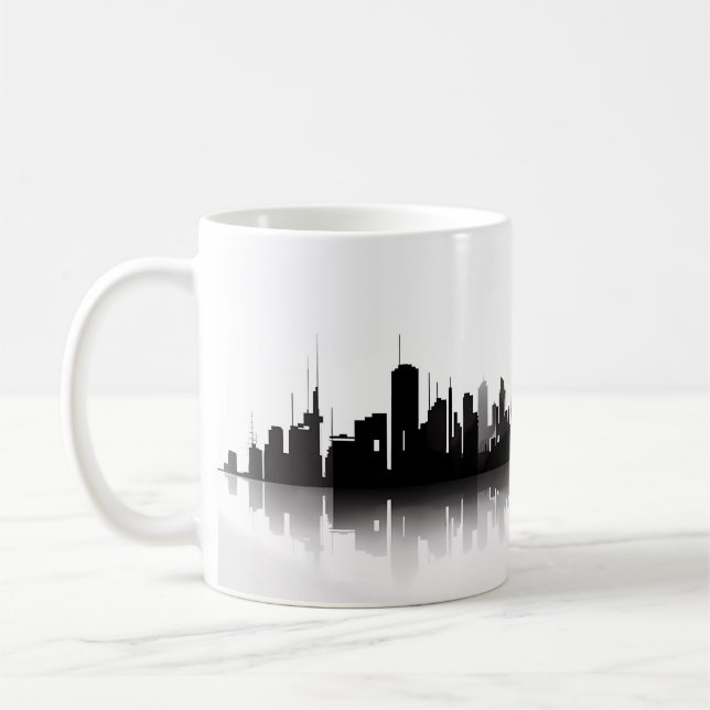 Staden i Silhouette Stil Kaffemugg (Vänster)