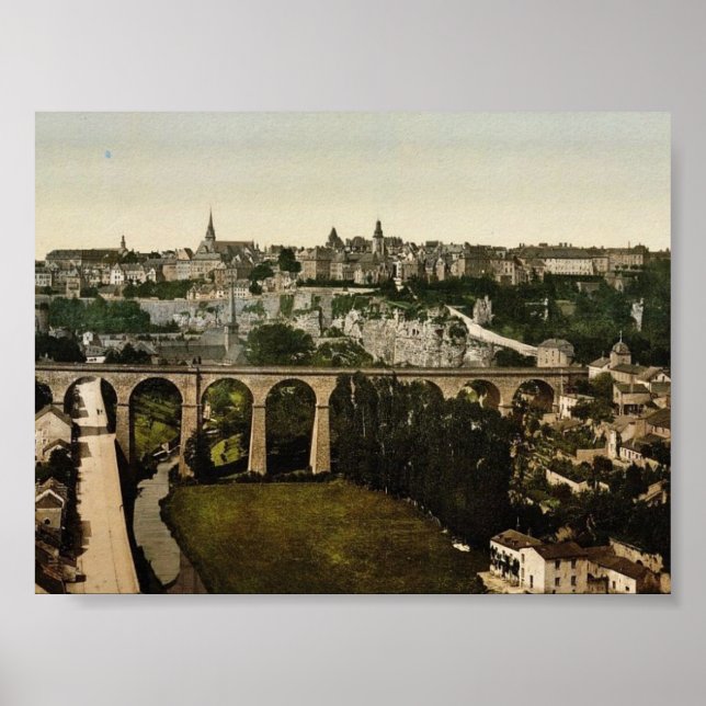 Staden, Luxemburgs klassiska Photochrom Poster (Framsidan)