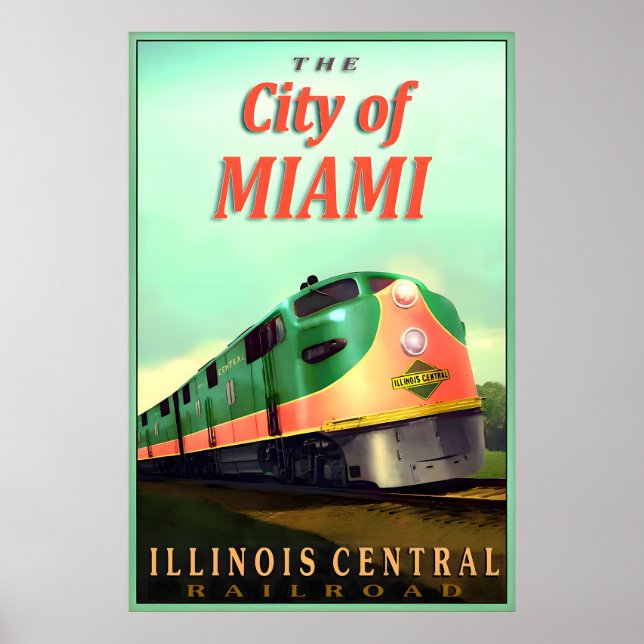 Staden Miami Illinois Central Railroad Ny Poster (Framsidan)