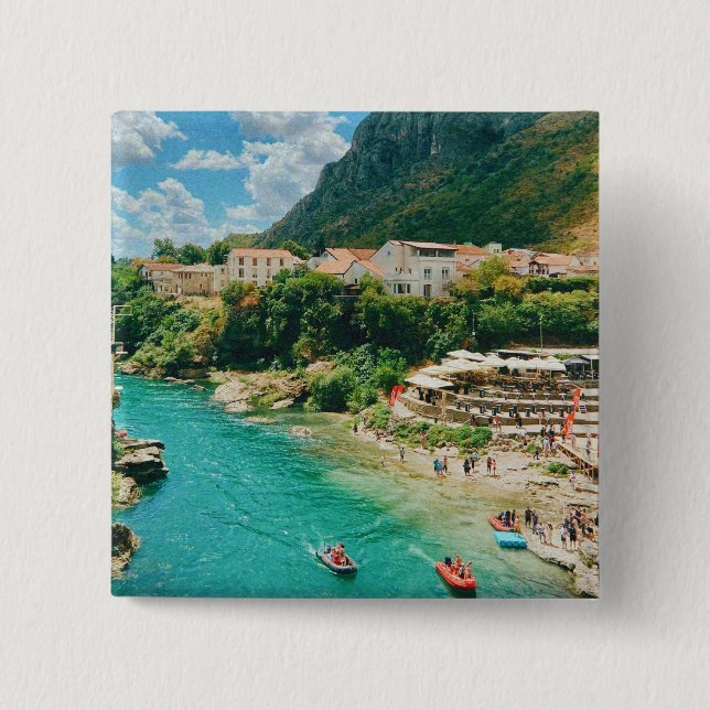 Staden Mostar - Bosnien och Hercegovina Knapp (Framsida)