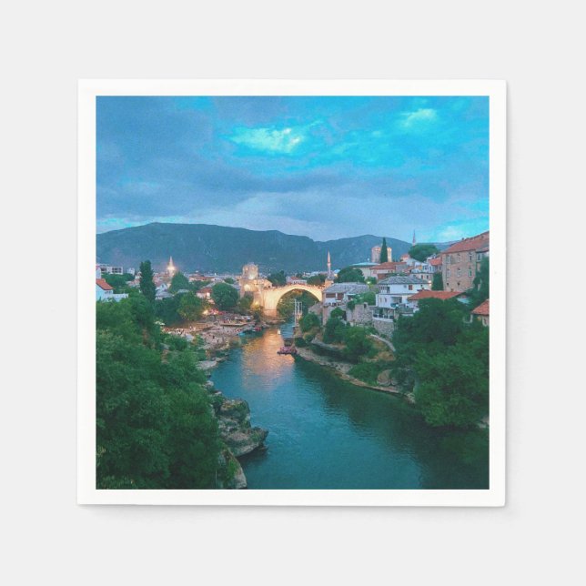Staden Mostar - Bosnien och Hercegovina Pappersservett (Framsidan)