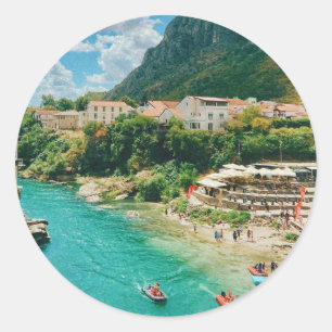 Staden Mostar - Bosnien och Hercegovina Runt Klistermärke