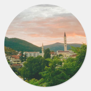 Staden Mostar - Bosnien och Hercegovina Runt Klistermärke