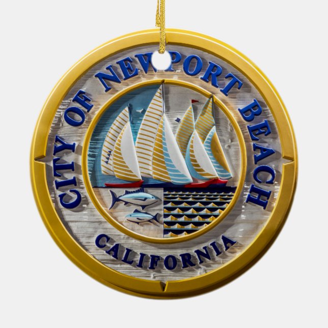 Staden Newport Beach 2 sided Ceramic Ornament (Baksidan)