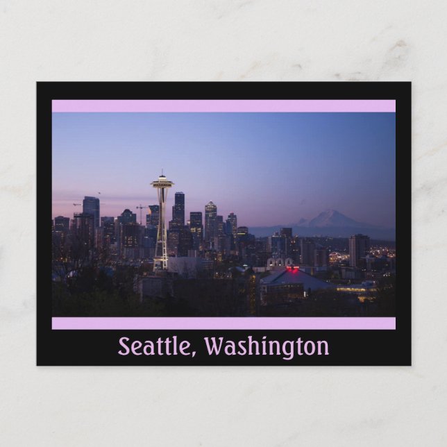 Staden Night of Seattle Washington Postcard Vykort (Framsida)