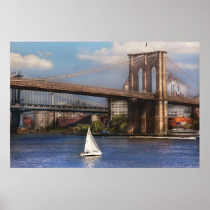Staden - NY - seglingen under Brooklynen Poster