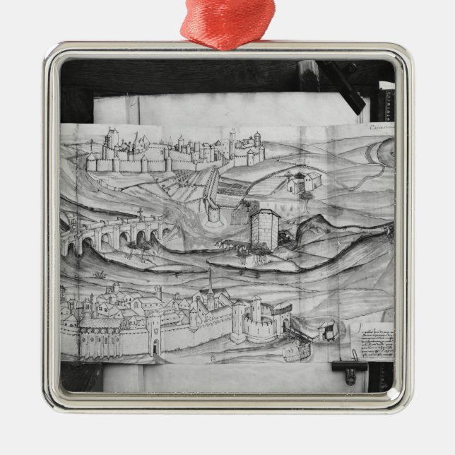 Staden och byn av Carcassonne, 1462 Julgransprydnad Metall (Framsidan)