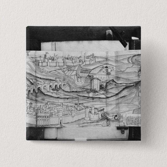 Staden och byn av Carcassonne, 1462 Knapp (Framsida)