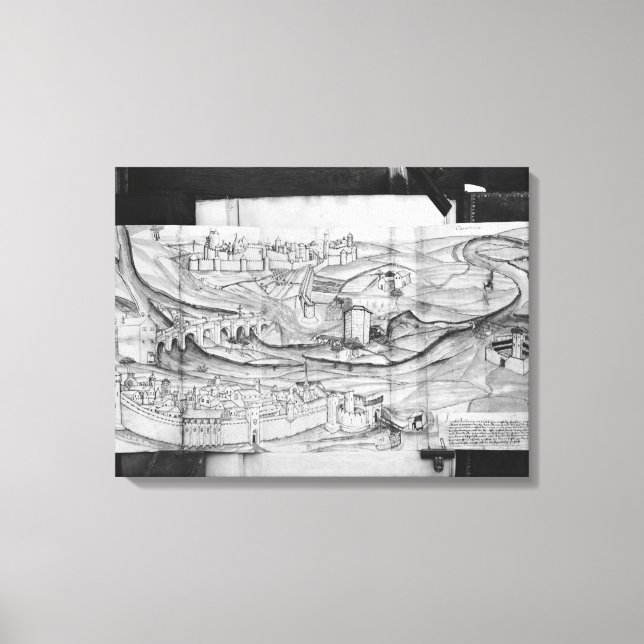 Staden och byn Carcassonne, 1462 Canvastryck (Framsida)