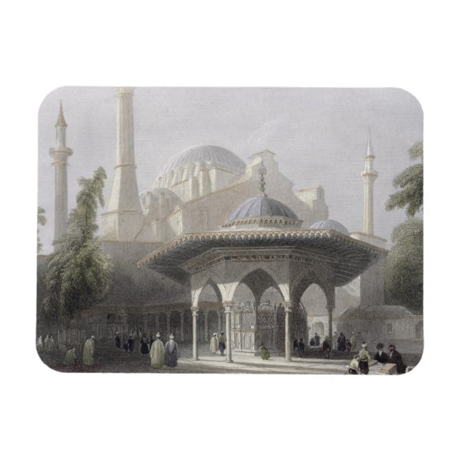 Staden och Fontän i St Sophia, Istanbul, engrav Magnet (Horisontell)