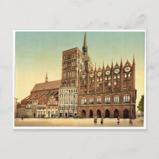 Staden och St. Nicholas Church, Stralsund, Pomm Vykort