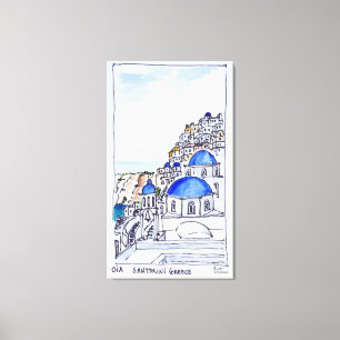 Staden Oia Ön Santorini, Grekland Canvastryck