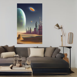 Staden på en främmande planet | AI Art Poster
