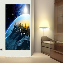 Staden på ett område sten | AI Art Poster