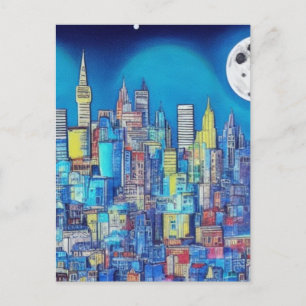 Staden på natten jobbar bara åt dig. vykort