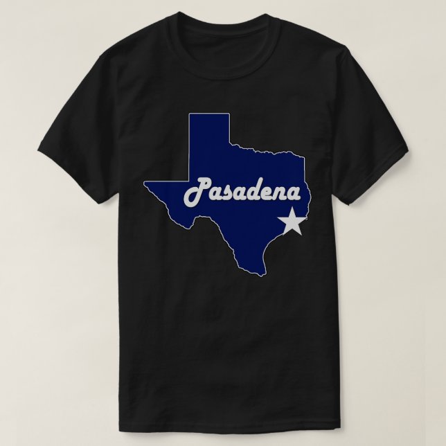 Staden Pasadena Texas Lone State Karta Navy Blue T Shirt (Design framsida)