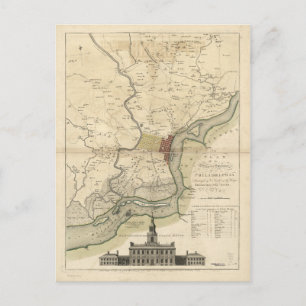 Staden Philadelphia Pennsylvania Karta (1777) Vykort