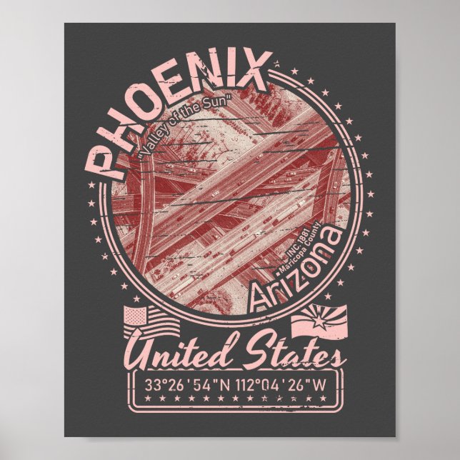 STADEN PHOENIX ARIZONA - PHOENIX CITY HIGHWAY POSTER (Framsidan)