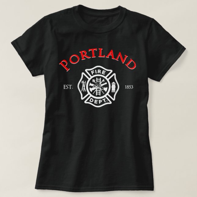 Staden Portland Fire Rädding Oregon Firefighter T Shirt (Design framsida)