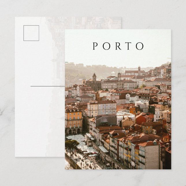 Staden Porto, gyllene solnedgång Vykort (Fram/baksida)