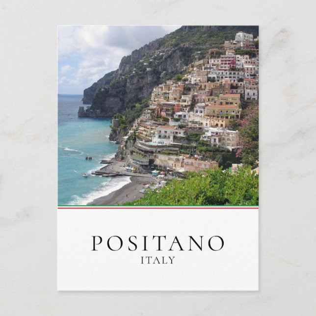 Staden Positano i Amalfi kusten i Italien Vykort (Framsida)