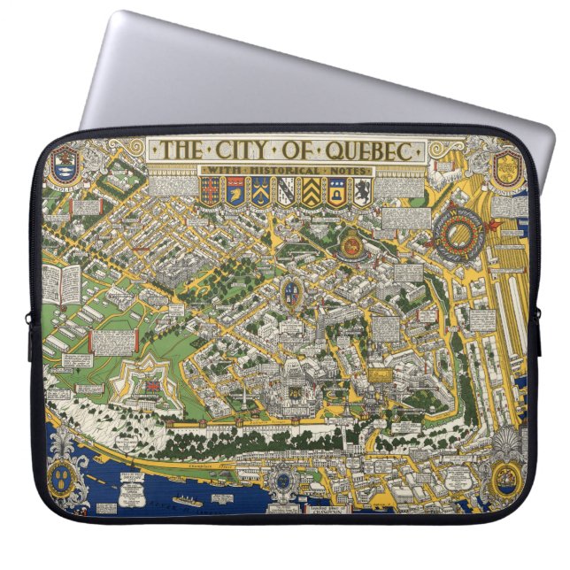 Staden Quebec Karta Laptop Fodral (Framsidan)