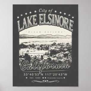 STADEN SJÖ ELSINORE CALIFORNIA VINTAGE POSTER