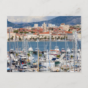 Staden Split Marina och Old Town i Kroatien Vykort