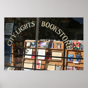 Staden tänder bokhandelskyltfönstret poster