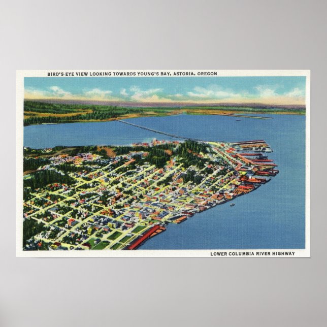 Staden Tittar mot Youngs Bay Poster (Framsidan)