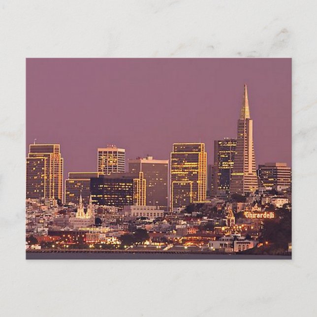 Staden vid bukten vykort (Framsida)