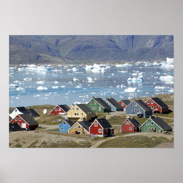 Stadens färgstarka arkitektur, Narsaq. Poster (Framsidan)