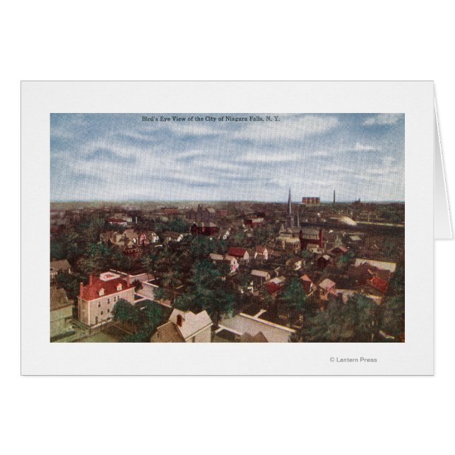 Stadens flygvy hälsningskort (Framsidan Horizontal)