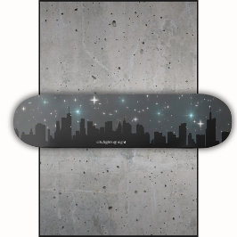 Stadens ljus mörk siluett natt himmel mini skateboard bräda 18,5 cm