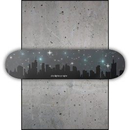Stadens ljus mörk siluett natt himmel mini skateboard bräda 18,5 cm