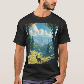 Stadens Meets-natur - Hjort av Forest Kant T Shirt