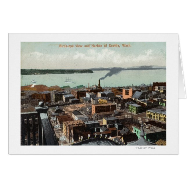 Stadens och Harbours flygvy Hälsningskort (Framsidan Horizontal)