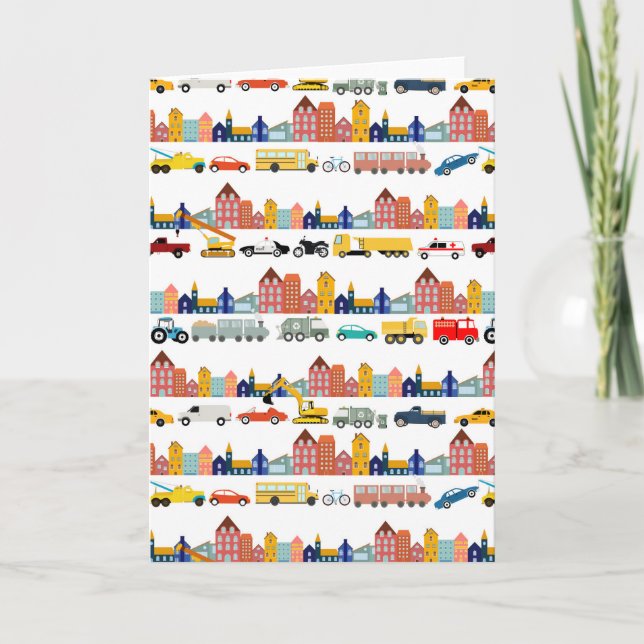 Stadens transportfordon Lastbilar Bilar Barn Kort (Framsida)