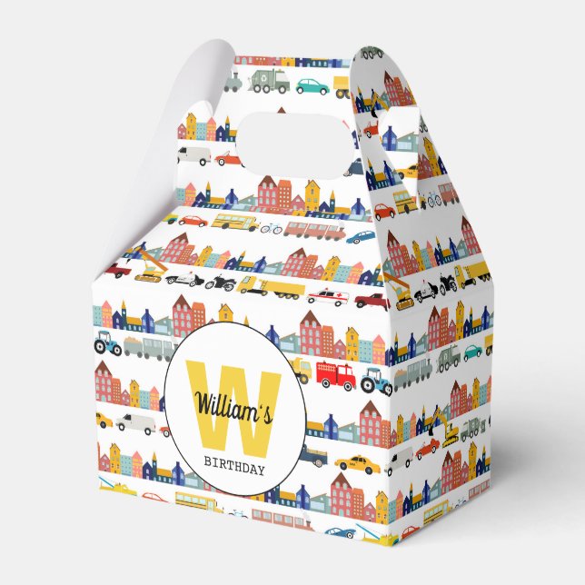 Stadens transportfordon Lastbilar Bilar Barn Presentaskar (Framsidan Sidan)