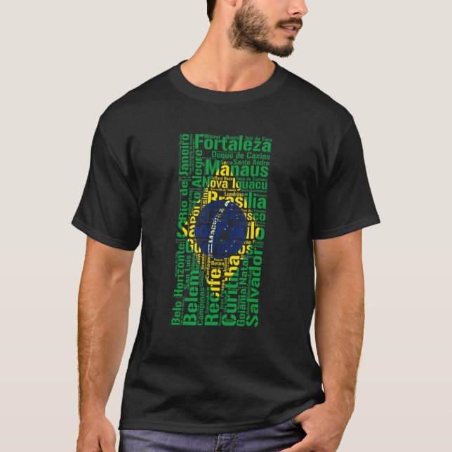 Städer i Brasilianska Flagga-brasilianska rötter T Shirt (Framsida)