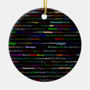 Städer i World Text Design I Circle Ornament