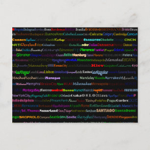Städer i World Text Design I-vykort Vykort