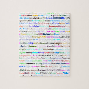 Städer i World Text Design II Puzzle Pussel